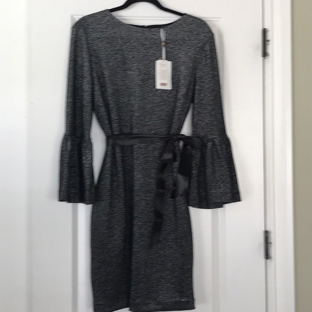Ted Baker Black Sparkle Dress with Ribbon Belt